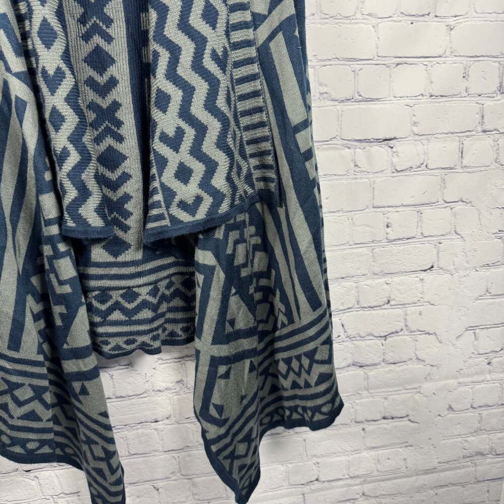 Sisters Navy & Gray Geometric Open Cardigan Sweater Women's S - Picture 2 of 6